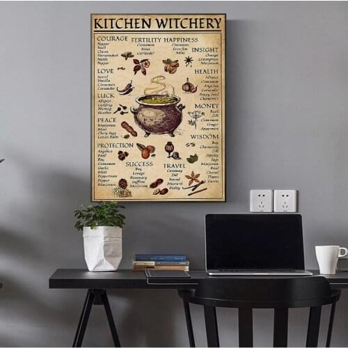 Kitchen Witchery Funny Posters and Prints Decoration Canvas Wall Pictures Witches Magic Knowledge Art Painting Gifts Home Decor