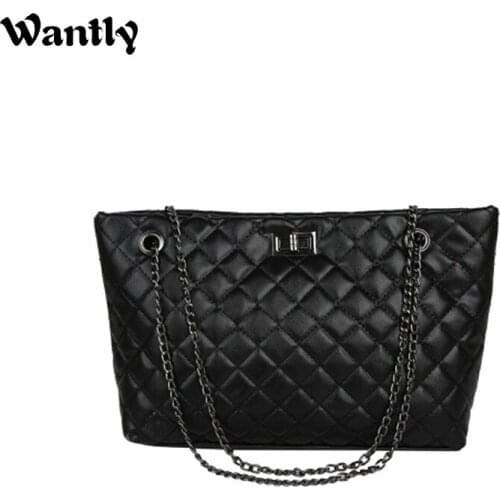 Women 's Soft PU Leather Handbag Large Capacity Crossbody 2020 New Style Rhomboid Pocket Chain Shoulder Bag Fashion Big Bag