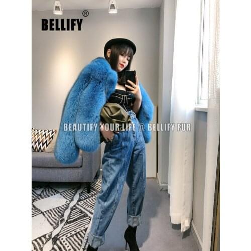 Women European London brand famous Blue Color Stunning genuine fox fur coats outerwear down jacket female winter