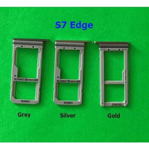 10pcs Grey Golden Silver Single / Dual SIM Card Tray Slot Holder For Samsung Galaxy S7 edge G935 G935F G935A