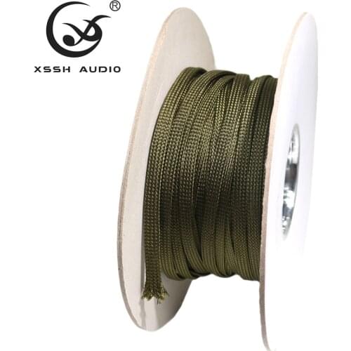 100 meters A Roll 5mm 8mm green cotton speaker power audio wire special shock absorber braided sleeve cable tube sleeve Sleeving