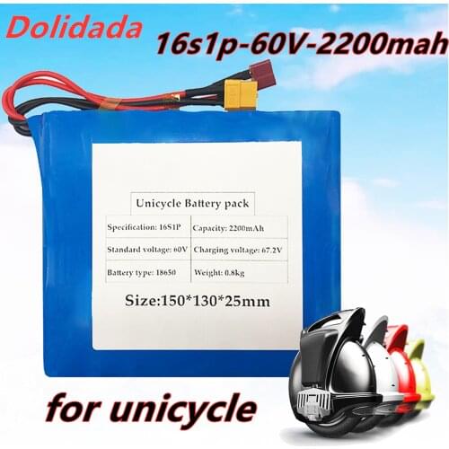 100% Original 16S1P 60V 132wh lithium ion rechargeable battery 2200mah for electric unicycle electric scooter and electric Banks