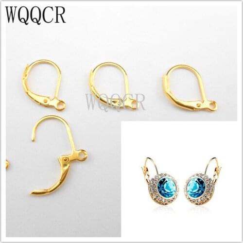 100PCS Hot Sale Depressed Semicircle Gold Plated Earring Hook Earwires Woman Jewelry Lever Back DIY Making Accessories Findings