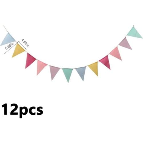 12 PC Imitation Hemp Color Pennant European Style Wedding Decoration Party Pull Flag Wedding Flag
