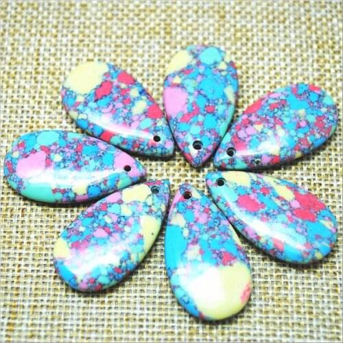 2pcs nice pink gem stone charms pendants teardrop shapes size 32x18mm top fashion diy jewelry findings