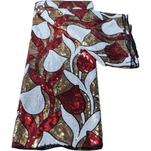 2021 High Quality Nigerian Lace Fabric Embroidered French African Sequins Lace Fabric Weaving Design Green Sequins Lace Fabric