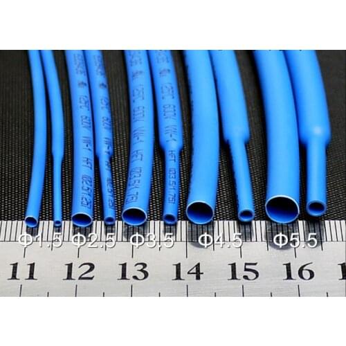 5M 2:1 Bule 1 2 3 4 5 mm Diameter Heatshrink Tubing Tube Sleeving Wrap Wire DIY Connector Repair