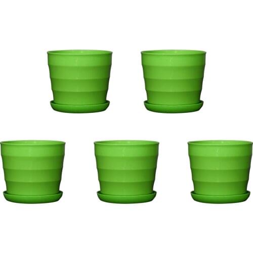 5pcs Colorful Round Resin Indoor Outdoor Drain Hole Office Small Desktop Flower Pot Garden Plant Succulent Balcony With Tray