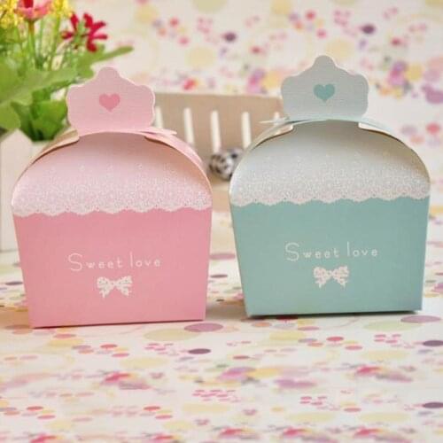 50pcs/lot Sweet Love Crown Wedding Candy Box Creative Fresh Butterfly Knot Candy Gift Box Red/Pink/Blue/Purple Party Supplies