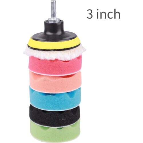 8pcs 3 inch Car Spong Buffing Polishing Pads Kit Buffing Waxing Foam Pad Scratches Remove Drill Attachment