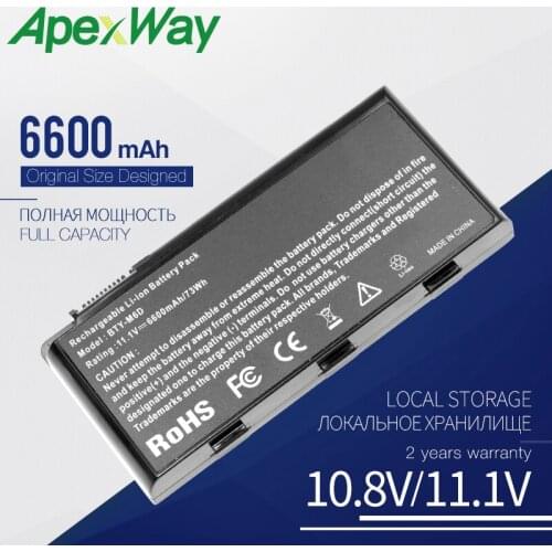 Apexway BTY-M6D Laptop Battery for MSI GT60 GT70 GX780R GX680 GX780 GT780R GT660R GT663R GX660 GT680R GT783R 9CELLS