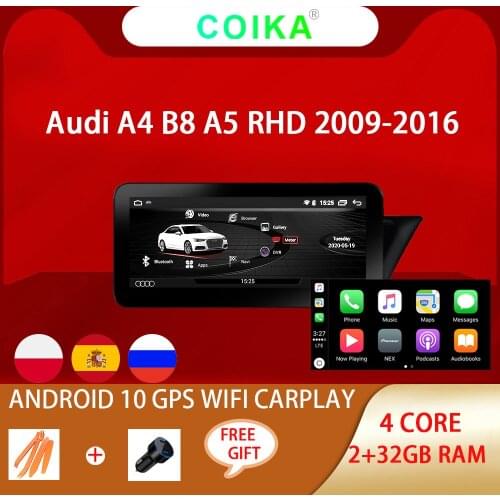 10.25" Android 10 System Car GPS Navi Stereo For Audi A4 B8 A5 09-16 GPS Navi Screen BT SWC WIFI Google IPS Touch Screen (RHD)