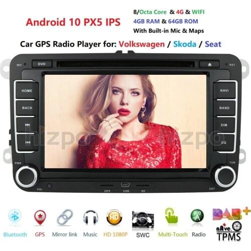 Android 4GB+64GB DVD 2Din For VW/Volkswagen/Golf/Polo/Tiguan/Passat/b7/b6/leon/Skoda/Octavia car Radio GPS Car Multimedia player