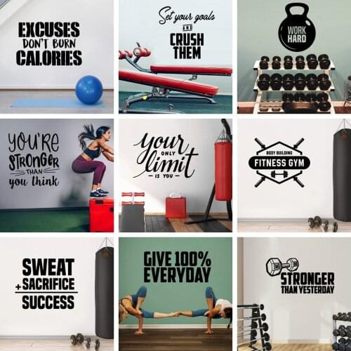 Free shipping GYM Self Adhesive Vinyl Waterproof Wall Art Decal For Kids Rooms Decoration Wall Art MURAL Drop Shipping