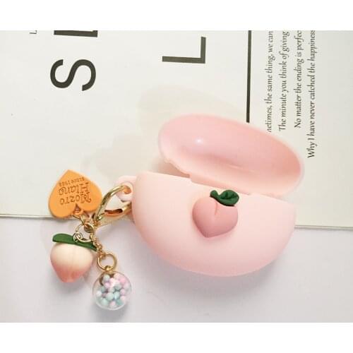 For huawei freebuds 4i 4 3 PRO Wireless Earphone Charging Box Accessories with Cute Peach Keychain Cover Silicone Protect Case