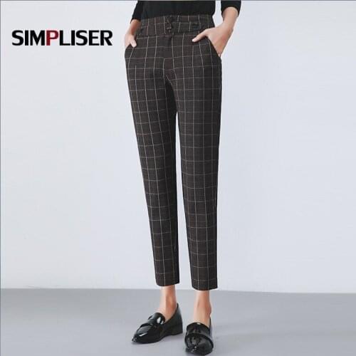 Suit Pants Women Plaid Formal Office Work Wear Trousers Plus Size 4XL Femme Pantalon Large Size Elegant Pants 2018 High Quality