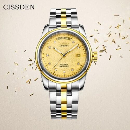 CISSDEN Japan Mechanical Movement Watch Men 100M Waterproof Top Brand Automatic Watches Business Sport Multifunction Men Watch