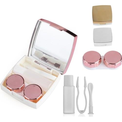 Colored Contact Lens Case With Mirror women Colored Contact Lenses box eyes contact lens containerTravel kit box Free Shiping