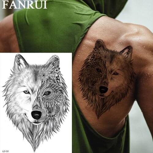 FANRUI Totem Tribal Wolf Temporary Tattoos Sticker Fake Tatoos For Men Black Waterproof Body Art Custom Tattoo Arm Armband