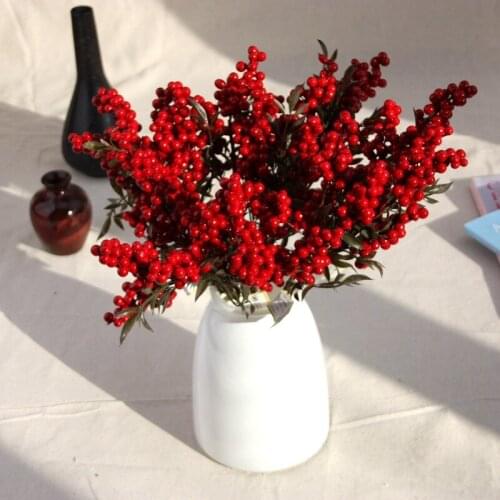 Berry Artificial Flower Fake red berries Christmas Flower New Years decor Tree Artificial berry Christmas Decoration For Home