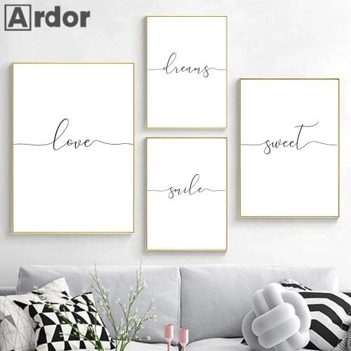 Love Smile Dream Sweet Wall Art Posters And Prints Quotes Canvas Painting Word Art Print Nordic Picture Living Room Home Decor