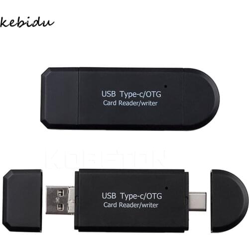 Kebidu Mini 3 in 1 OTG Card Reader To USB 2.0 Type C High Speed Micro SD TF Memory Card Reader for Mobile Phone Tablet Laptop PC