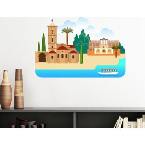 Cyprus National Landmark Building Removable Wall Sticker Art Decals Mural DIY Wallpaper for Room Decal