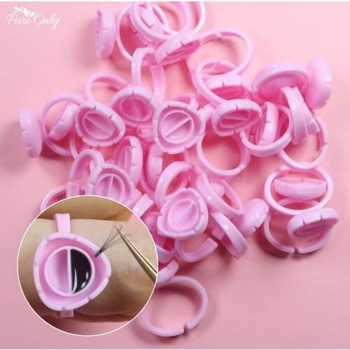 100/300pcs V Shape Glue Rings Disposable Eyelash Extension Glue Holder Lash Adhesive Tattoo Pigment Ink Silicone Finger Ring Cup
