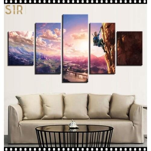 The Legend Zelda Poster Vikings Pictures Wall Art 5 Pieces Canvas Painting Home Decor Living Room HD Printed Game Poster Anime