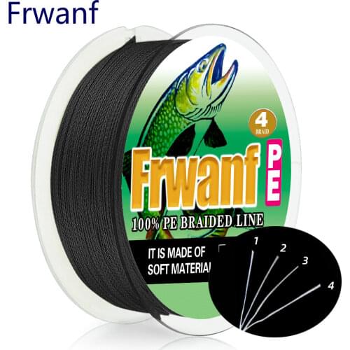 Frwanf braided fishing line never faded black color super strong pe 100M 300M 4 Strand 6 10 20 30 40 50 60 80 100LB fishing cord