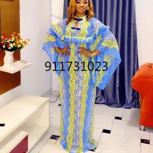 2021 Summer African Clothes Long Maxi Dress African Print Dresses for Women Dashiki Sexy Hollow Out Boubou Robe