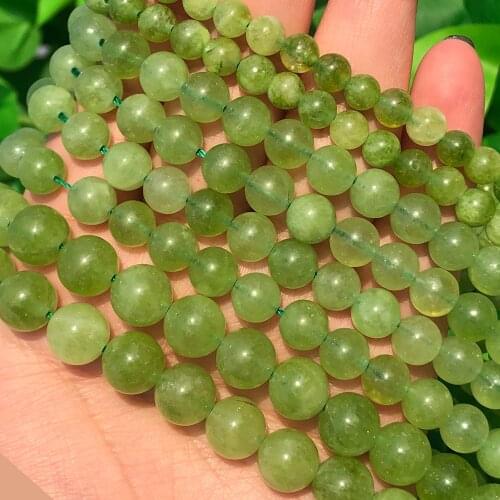 Natural Stone Green Peridot Round Quzrtz Beads for Jewelry Making DIY Handmade Bracelet Necklace 6 8 10mm Spacer Crystal Beads
