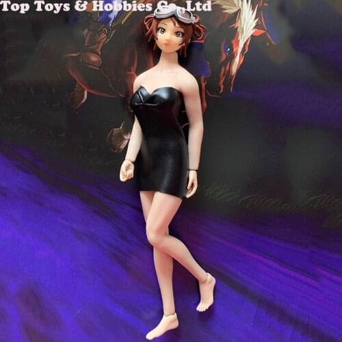 New Hot 1/12 Scale Accessory Sexy Black leather Dress Model For 6'' TBLeague PHMB2018 Seamless Body