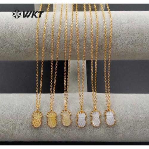 WT-N1082 WKT Wholesale Unique Design Pineapple Shape Adorable Pendant Necklace New Arrival Fashion Natural Shell Jewelry