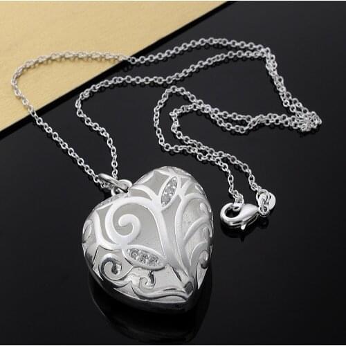 Popular brands 925 Sterling Silver crystal heart pendant Necklace For Women Party Engagement Wedding fine Jewelry Christmas Gift