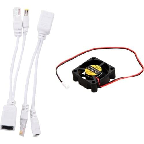 Passive Power over Ethernet PoE Adapter Injector + Splitter Kit with 3010S 12V 0.06A Brushless DC Cooling Fan