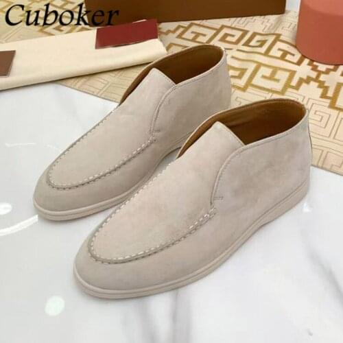 Luxury Brand High Top Women Loafers High Quality Kid-Suede Slip On Ladies Mules Spring Summer Women Out Walking Shoes Mujer