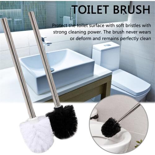 Toilet Brush Water Leak Proof With base Silicone Wc Flat Head Flexible Soft Bristles Brush with Quick Drying Holder Cleaning Set