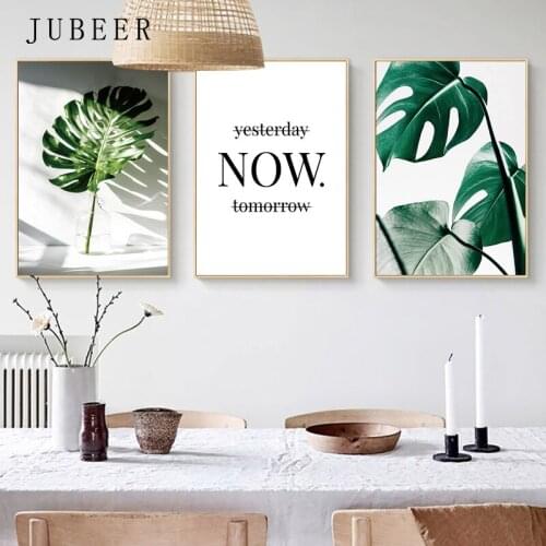 Nordic Moderno Simple Poster Canvas Art Print Wall Pictures for Living Room Monstera Leaf Letter Decoration Painting Fall Decor