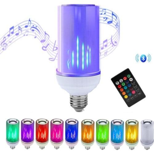 Smart E27 E26 B22 RGB+W Bluetooth Speaker LED Bulb Light 8W Music Playing Wireless Led Lamp with 24 Keys Remote Control