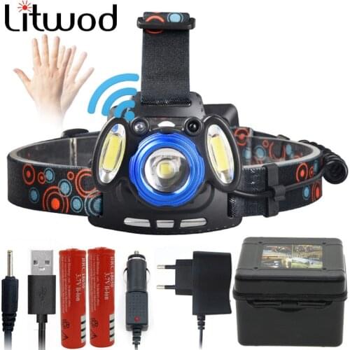 Litwod Z20 XM-L T6 COB LED Head Lamp flashlight torch Powerful headlamp 6000 Lumen By 18650 Battery For Hunting Fishing Riding