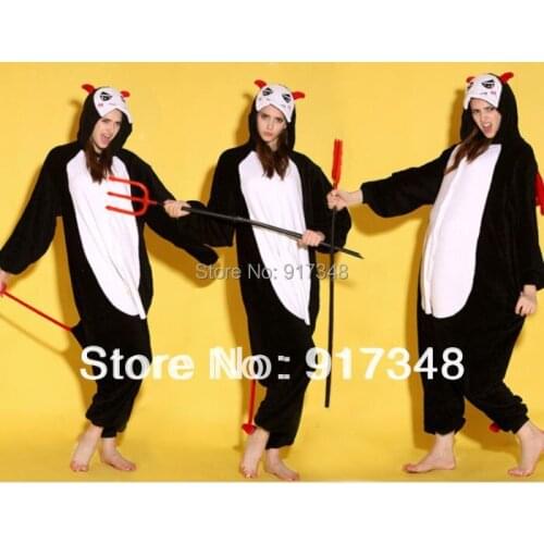 Unisex Adult Flannel Halloween Costumes Devil Evil Ghost Onesies Onesie Pajamas Jumpsuit Hoodies Sleepwear For Adults