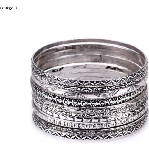 Vintage Pattern 11Pcs/Set Indian Bangles For Women Antique Gold Bangle Set Punk Fashion Jewelry Wholesale индийские браслеты