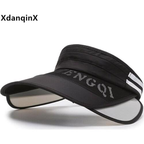 XdanqinX New Summer Womens Hat Retractable Oversized Brim Sun Hats Empty Top Hat Casual Travel Beach Hat For Women Fishing Cap