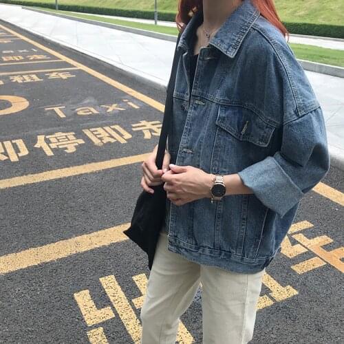 2021 New Fashion Women Short Denim Jacket Korean Casual Loose Jean Coats Spring Autumn Long Sleeve Female Outerwear Streetwear