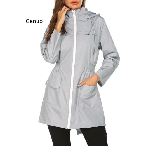 Women Hooded Windcoat Raincoat Outdoor Hiking Coat Long Sports Jacket Autumn Warm Outwear Camping Coat Light Weight