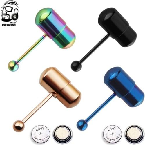 1 Pc Special Design Vibrating Tongue Piercing 1.6*18*5mm Barbell Stainless Steel Tongue Rings Body Jewelry Women Men