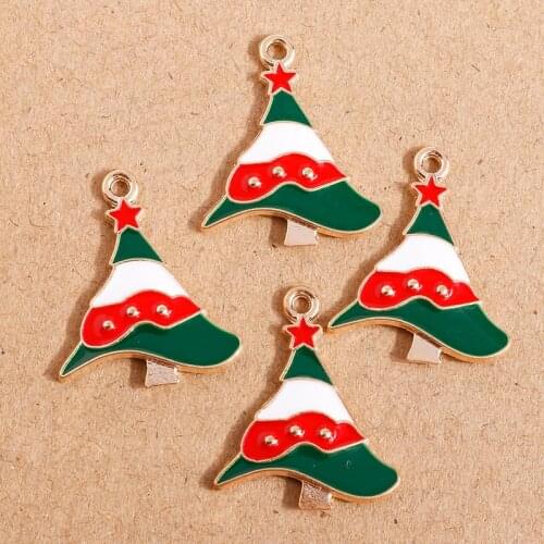 10pcs 21*26mm Christmas Tree Charms for Jewelry Making Alloy Enamel Star Charms Pendants Fit Necklaces Earrings Bracelets Crafts