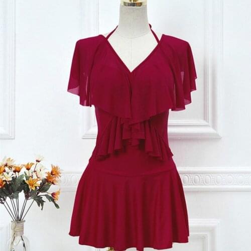 2021 New Women Swimming Dress Push Up Bathing Suits One Piece Swimwear Female Solid Swimsuit Swim Beach Wear Plus Size M-2XL