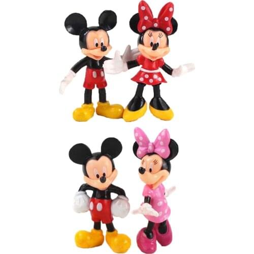 4pcs/set Disney Toys Cute Cartoon Anime Mickey & Minnie Mouse action figure Model Toy Dolls Birthday Gift for Children